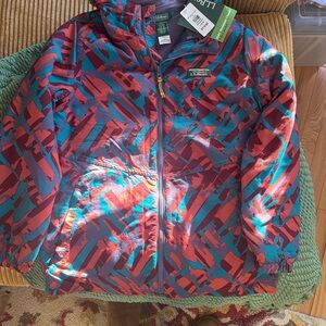 L.L. Bean Red and Teal Patterned Jacket